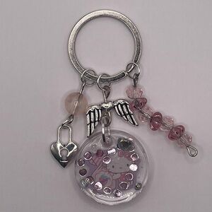 Hello Kitty Pink and Silver Keychain Charm